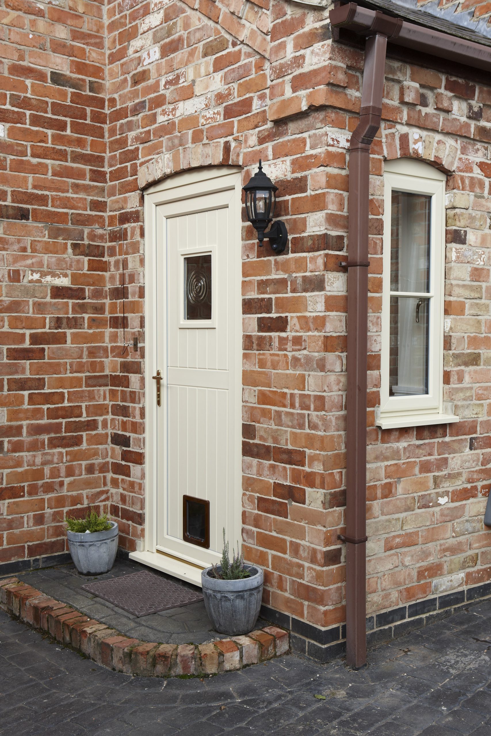 Upvc front door with cat clearance flap