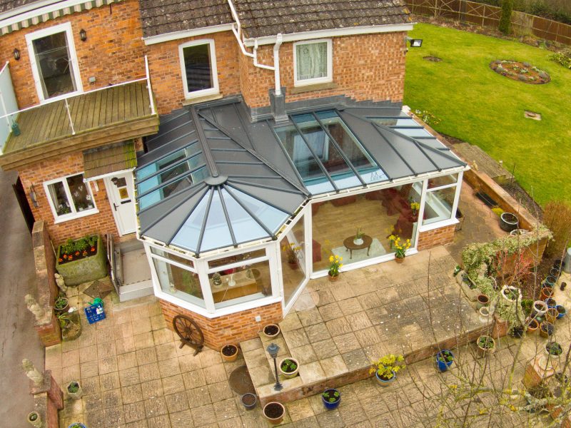 P-shaped solid roof conservatory Bridgend
